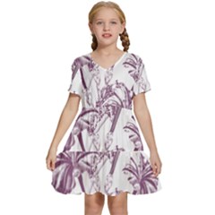 A Drawing Of A Plant With Purple Flowers Kids  Short Sleeve Tiered Mini Dress by catchydesignhill