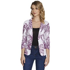 A Drawing Of A Plant With Purple Flowers Women s One-button 3/4 Sleeve Short Jacket by catchydesignhill