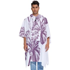 A Drawing Of A Plant With Purple Flowers Men s Hooded Rain Ponchos by catchydesignhill