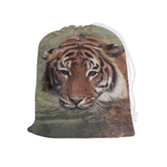 Swimming Tiger Drawstring Pouch (xl) by ExtraAwesomeSauce