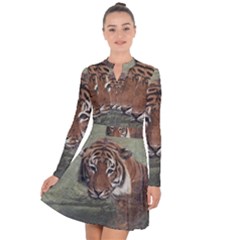 Swimming Tiger Long Sleeve Panel Dress by ExtraAwesomeSauce