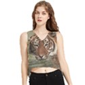 Swimming Tiger V-Neck Cropped Tank Top View1