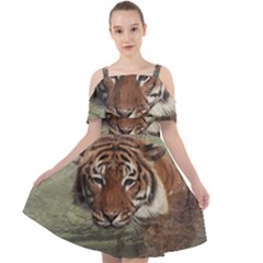 Swimming Tiger Cut Out Shoulders Dress by ExtraGoodSauce