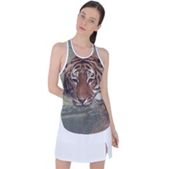 Swimming Tiger Racer Back Mesh Tank Top by ExtraGoodSauce