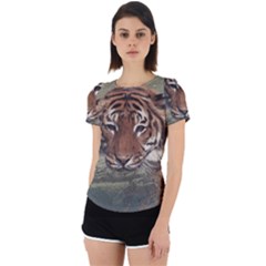 Swimming Tiger Back Cut Out Sport T-shirt by ExtraGoodSauce