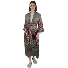 Swimming Tiger Maxi Satin Kimono by ExtraGoodSauce