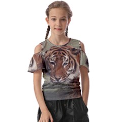 Swimming Tiger Kids  Butterfly Cutout T-shirt by ExtraGoodSauce