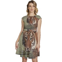 Swimming Tiger Cap Sleeve High Waist Dress by ExtraAwesomeSauce