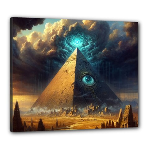 Mystic Blue Pyramid Art Canvas 24  X 20  (stretched) by ExtraGoodSauce