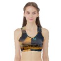 Mystic Blue Pyramid Art Sports Bra with Border View1