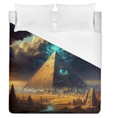 Mystic Blue Pyramid Art Duvet Cover (queen Size) by ExtraGoodSauce