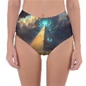 Mystic Blue Pyramid Art Reversible High-Waist Bikini Bottoms View1