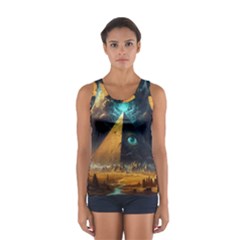 Mystic Blue Pyramid Art Sport Tank Top  by ExtraGoodSauce