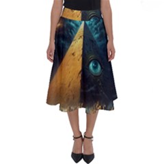 Mystic Blue Pyramid Art Perfect Length Midi Skirt by ExtraGoodSauce