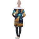 Mystic Blue Pyramid Art Longline Hooded Cardigan View2