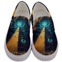 Mystic Blue Pyramid Art Men s Canvas Slip Ons View1