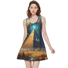 Mystic Blue Pyramid Art Inside Out Reversible Sleeveless Dress by ExtraGoodSauce