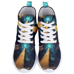 Mystic Blue Pyramid Art Women s Lightweight High Top Sneakers by ExtraAwesomeSauce