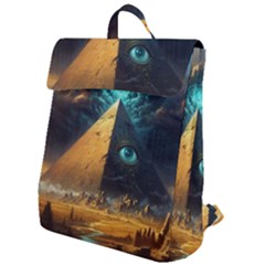 Mystic Blue Pyramid Art Flap Top Backpack by ExtraGoodSauce