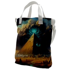 Mystic Blue Pyramid Art Canvas Messenger Bag by ExtraGoodSauce