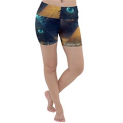 Mystic Blue Pyramid Art Lightweight Velour Yoga Shorts by ExtraGoodSauce