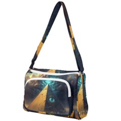 Mystic Blue Pyramid Art Front Pocket Crossbody Bag by ExtraGoodSauce