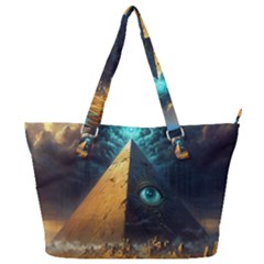 Mystic Blue Pyramid Art Full Print Shoulder Bag by ExtraGoodSauce