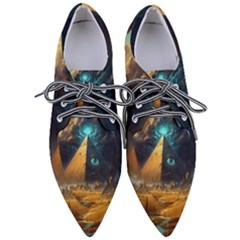 Mystic Blue Pyramid Art Pointed Oxford Shoes by ExtraGoodSauce