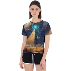 Mystic Blue Pyramid Art Open Back Sport T-shirt by ExtraGoodSauce