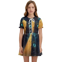 Mystic Blue Pyramid Art Kids  Sweet Collar Dress by ExtraGoodSauce