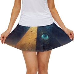 Mystic Blue Pyramid Art Women s Skort by ExtraGoodSauce