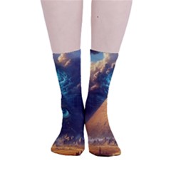 Mystic Blue Pyramid Art Smooth Crew Length Tube Socks