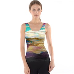 Vibrant Sunset Over Serene Lake Women s Basic Tank Top by ExtraGoodSauce