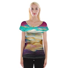 Vibrant Sunset Over Serene Lake Cap Sleeve Top by ExtraGoodSauce