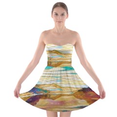 Vibrant Sunset Over Serene Lake Strapless Bra Top Dress by ExtraGoodSauce