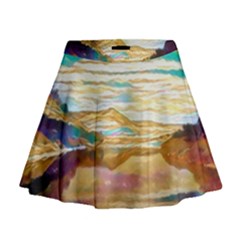 Vibrant Sunset Over Serene Lake Mini Flare Skirt by ExtraGoodSauce