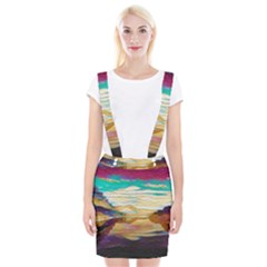 Vibrant Sunset Over Serene Lake Braces Suspender Skirt by ExtraGoodSauce