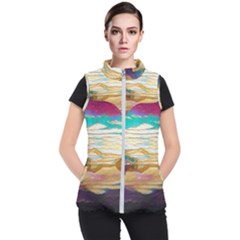 Vibrant Sunset Over Serene Lake Women s Puffer Vest