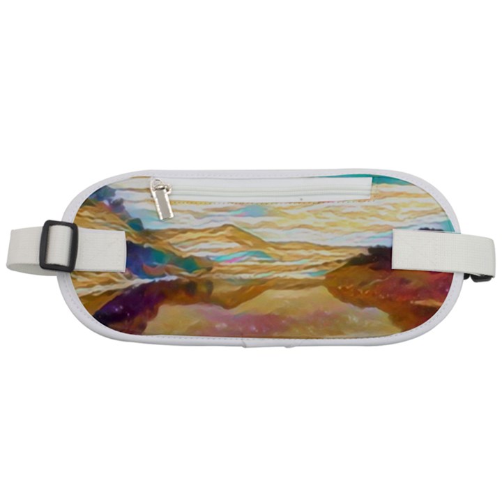 Vibrant Sunset Over Serene Lake Rounded Waist Pouch