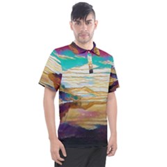 Vibrant Sunset Over Serene Lake Men s Polo T-shirt by ExtraGoodSauce