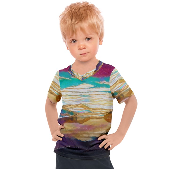 Vibrant Sunset Over Serene Lake Kids  Sports T-Shirt