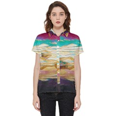 Vibrant Sunset Over Serene Lake Short Sleeve Pocket Shirt by ExtraGoodSauce