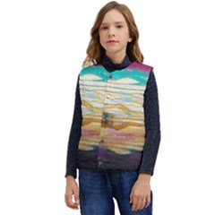 Vibrant Sunset Over Serene Lake Kid s Button Up Puffer Vest	