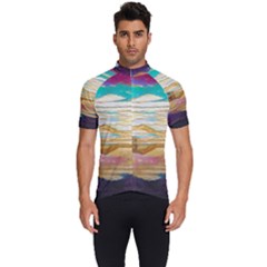 Vibrant Sunset Over Serene Lake Men s Short Sleeve Cycling Jersey by ExtraAwesomeSauce