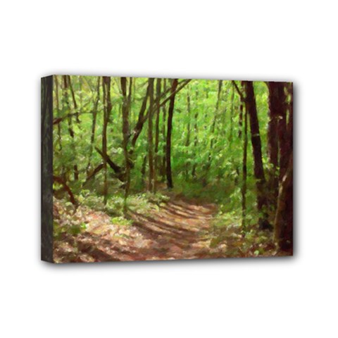 Peaceful Green Forest Walk Mini Canvas 7  X 5  (stretched) by ExtraGoodSauce