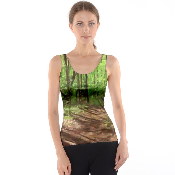 Peaceful Green Forest Walk Women s Basic Tank Top