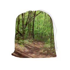 Peaceful Green Forest Walk Drawstring Pouch (xl) by ExtraAwesomeSauce