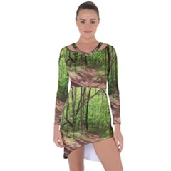 Peaceful Green Forest Walk Asymmetric Cut-out Shift Dress by ExtraGoodSauce