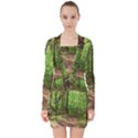 Peaceful Green Forest Walk V-neck Bodycon Long Sleeve Dress View1