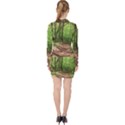 Peaceful Green Forest Walk V-neck Bodycon Long Sleeve Dress View2